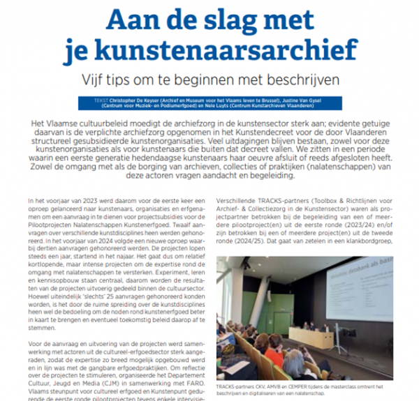 Aan de slag met je kunstenaarsarchief